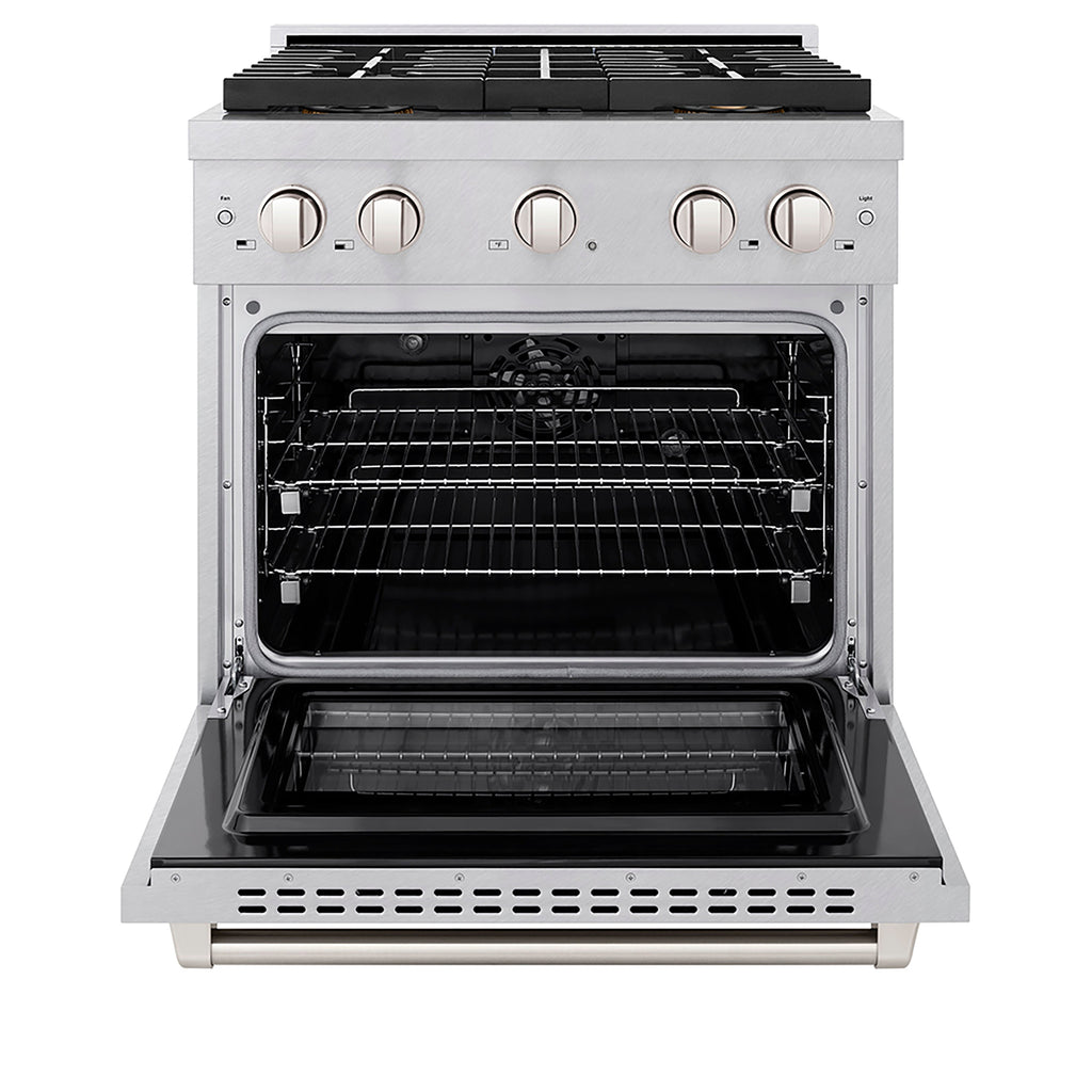 ZLINE 30 in. Dual Fuel Range 4.2 cu. ft. 4 Burner DuoPro™ Cooktop Electric Convection Oven Satin Stainless Steel (PSDRS-30)