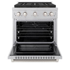 ZLINE 30 in. Dual Fuel Range 4.2 cu. ft. 4 Burner DuoPro™ Cooktop Electric Convection Oven Satin Stainless Steel (PSDRS-30)