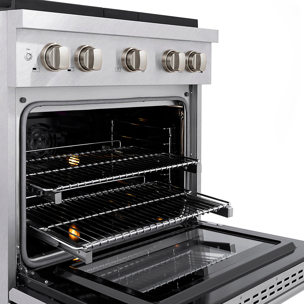 ZLINE 30 in. Dual Fuel Range 4.2 cu. ft. 4 Burner DuoPro™ Cooktop Electric Convection Oven Satin Stainless Steel (PSDRS-30)