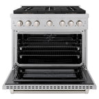 ZLINE 36 in. Dual Fuel Range 5.2 cu. ft. 6 Burner DuoPro™ Cooktop Electric Convection Oven Satin Stainless Steel (PSDRS-36)
