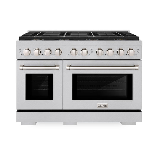 ZLINE 48 in. Dual Fuel Range 6.7 cu. ft. with 8 Burner DuoPro™ Cooktop and Dual Convection Ovens – Satin Stainless Steel (PSDRS-48)