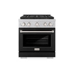 ZLINE 30 in. Dual Fuel Range 4.2 cu. ft. – 4 Burner DuoPro™ Cooktop, Electric Convection Oven, Satin Stainless Steel with Black Matte Door (PSDRS-BLM-30)