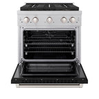ZLINE 30 in. Dual Fuel Range 4.2 cu. ft. – 4 Burner DuoPro™ Cooktop, Electric Convection Oven, Satin Stainless Steel with Black Matte Door (PSDRS-BLM-30)