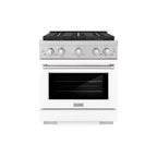 ZLINE 30 in. Dual Fuel Range – 4.2 cu. ft. Capacity, 4 Burner DuoPro™ Cooktop, Electric Convection Oven, Satin Stainless Steel with White Matte Door (PSDRS-WM-30)