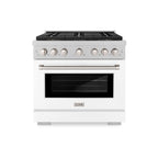 ZLINE 36 in. Dual Fuel Range 5.2 cu. ft. Paramount Series with 6 Burner DuoPro Cooktop, Electric Convection Oven, Satin Stainless Steel with White Matte Door (PSDRS-WM-36)