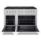 ZLINE 48 in. Dual Fuel Range 6.7 cu. ft. with 8 Burner DuoPro™ Cooktop, Dual Ovens, Satin Stainless Steel with White Matte Doors (PSDRS-WM-48)