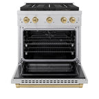 ZLINE 30 in. Dual Fuel Range 4.2 cu. ft. – 4 Burner DuoPro™ Cooktop, Electric Convection Oven, Satin Stainless Steel with Champagne Bronze Accents (PSDRSZ-30-CB)
