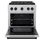 ZLINE 30 in Dual Fuel Range 4.2 cu. ft. 4 Burner DuoPro Cooktop Electric Convection Oven Satin Stainless Steel Matte Black Accents (PSDRSZ-30-MB)