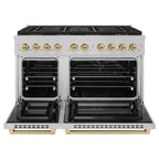 ZLINE 48 in. Dual Fuel Range 6.7 cu. ft. 8 Burner DuoPro™ Cooktop Dual Ovens Satin Stainless Steel with Champagne Bronze Accents (PSDRSZ-48-CB)