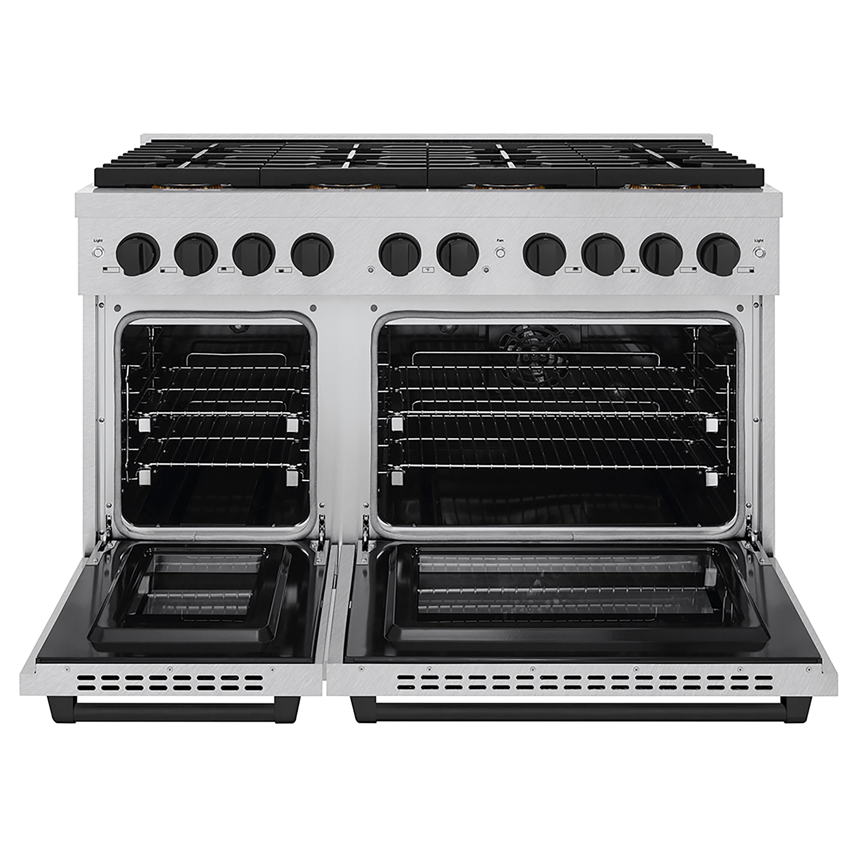ZLINE 48 in. Dual Fuel Range 6.7 cu. ft. 8 Burner DuoPro™ Cooktop Dual Ovens Satin Stainless Steel Matte Black Accents (PSDRSZ-48-MB)