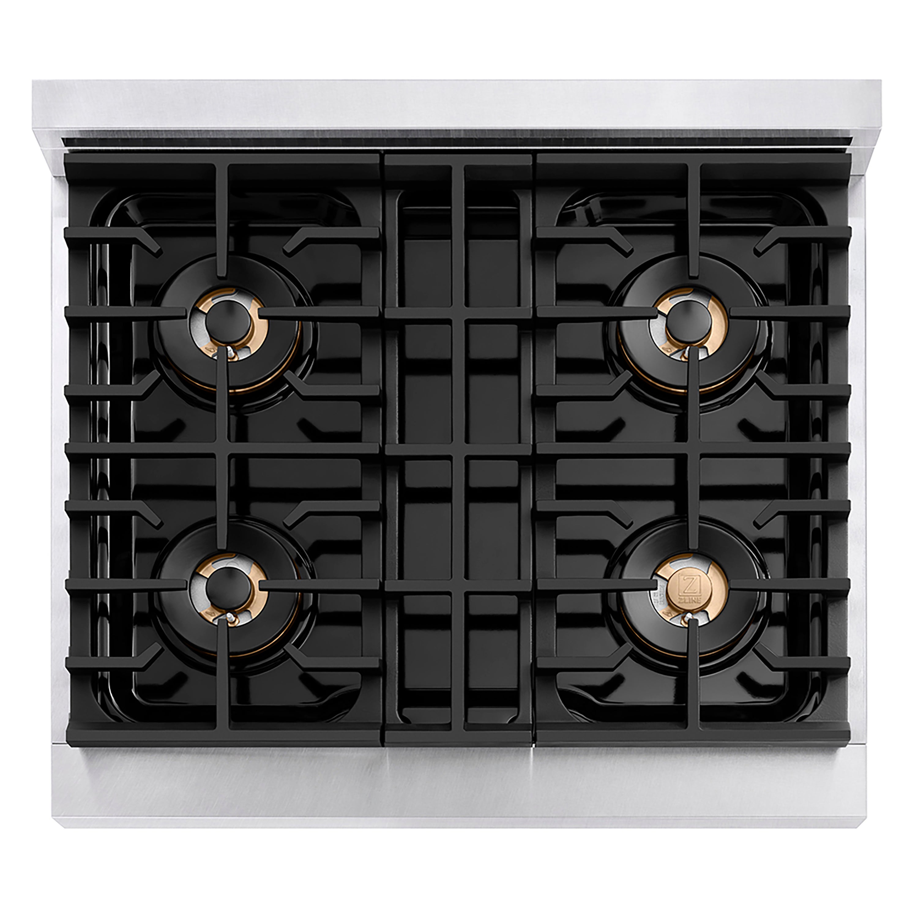 ZLINE 30 in. Dual Fuel Range 4.2 cu. ft. 4 Burner DuoPro™ Cooktop Electric Convection Oven Satin Stainless Steel White Matte Door Champagne Bronze Accents (PSDRSZ-WM-30-CB)