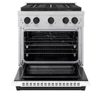 ZLINE 30 in. Dual Fuel Range 4.2 cu. ft. 4 Burner DuoPro™ Cooktop Electric Convection Oven Satin Stainless Steel White Matte Door Matte Black Accents (PSDRSZ-WM-30-MB)