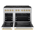 ZLINE 48 in. Dual Fuel Range 6.7 cu. ft. Paramount Series with 8 Burner DuoPro™ Cooktop, Dual Ovens, Satin Stainless Steel, White Matte Doors & Champagne Bronze Accents (PSDRSZ-WM-48-CB)