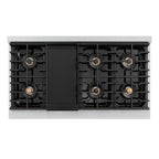 ZLINE 48 in. Dual Fuel Range 6.7 cu. ft. Paramount Series with 8 Burner DuoPro™ Cooktop, Dual Ovens, Satin Stainless Steel, White Matte Doors & Champagne Bronze Accents (PSDRSZ-WM-48-CB)
