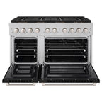 ZLINE 48 in. Dual Fuel Range 6.7 cu. ft. with 8 Burner DuoPro™ Cooktop and Dual Ovens, Satin Stainless Steel with Black Matte Doors (PSDRS-BLM-48)