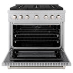 ZLINE 36 in. Gas Range 5.2 cu. ft. Capacity, 6 Burner DuoPro™ Cooktop, Convection Gas Oven, Satin Stainless Steel (PSGRS-36)