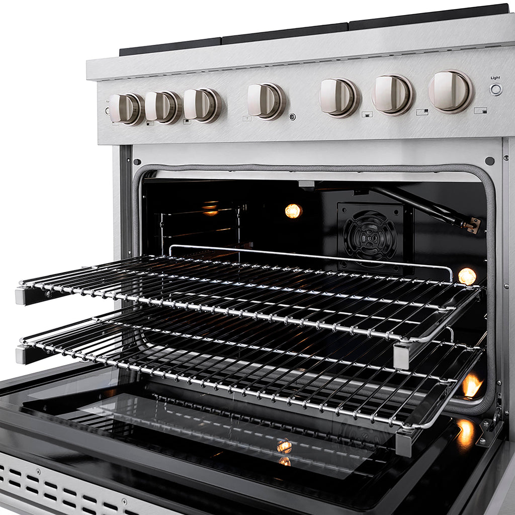 ZLINE 36 in. Gas Range 5.2 cu. ft. Capacity, 6 Burner DuoPro™ Cooktop, Convection Gas Oven, Satin Stainless Steel (PSGRS-36)