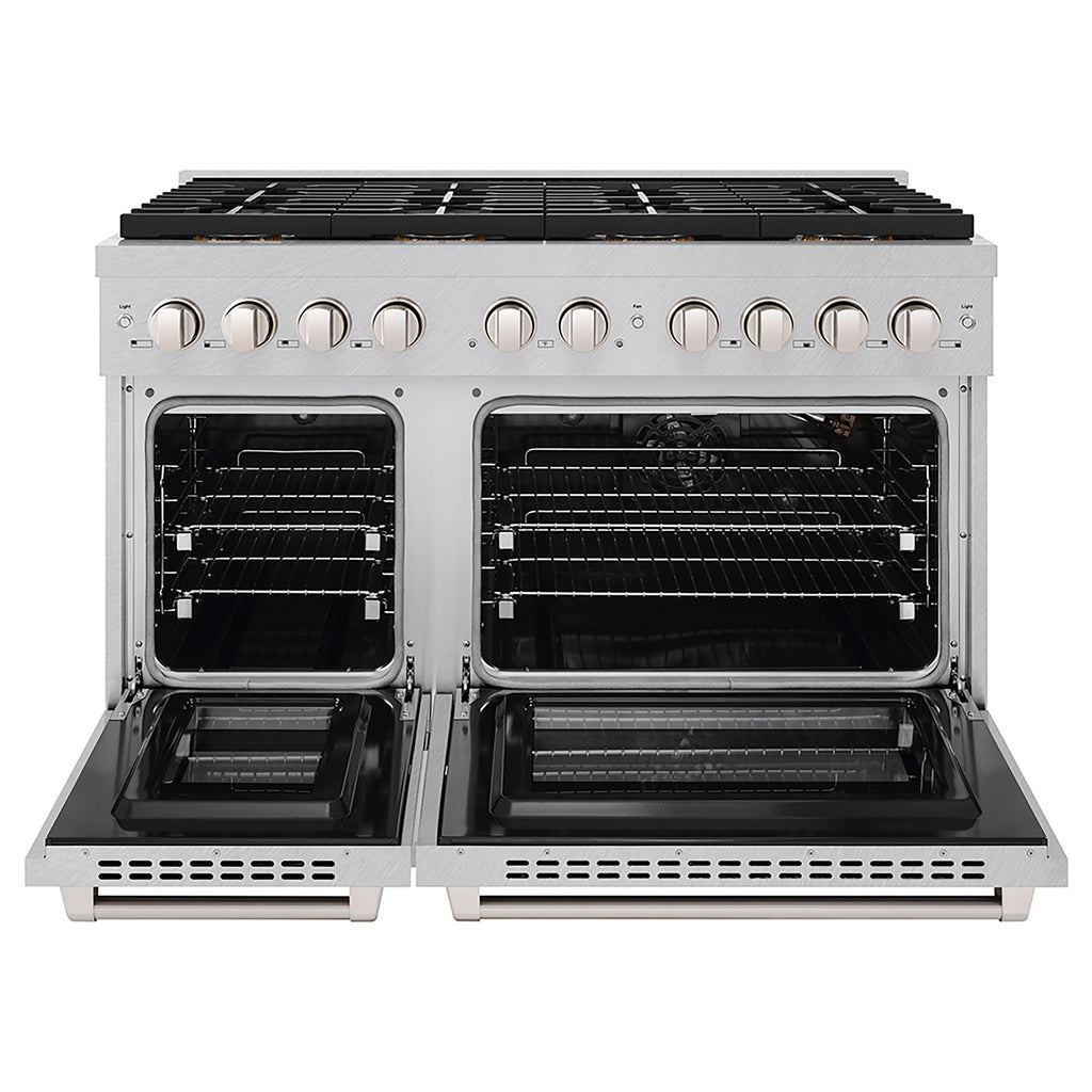 ZLINE 48 in. Gas Range 6.7 cu. ft. Dual Oven with 8 Burner DuoPro™ Cooktop, Satin Stainless Steel (PSGRS-48)