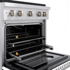 ZLINE 30 in. Gas Range – 4.2 cu. ft. Capacity – 4 Burner DuoPro™ Cooktop – Convection Gas Oven – Satin Stainless Steel with White Matte Door (PSGRS-WM-30)