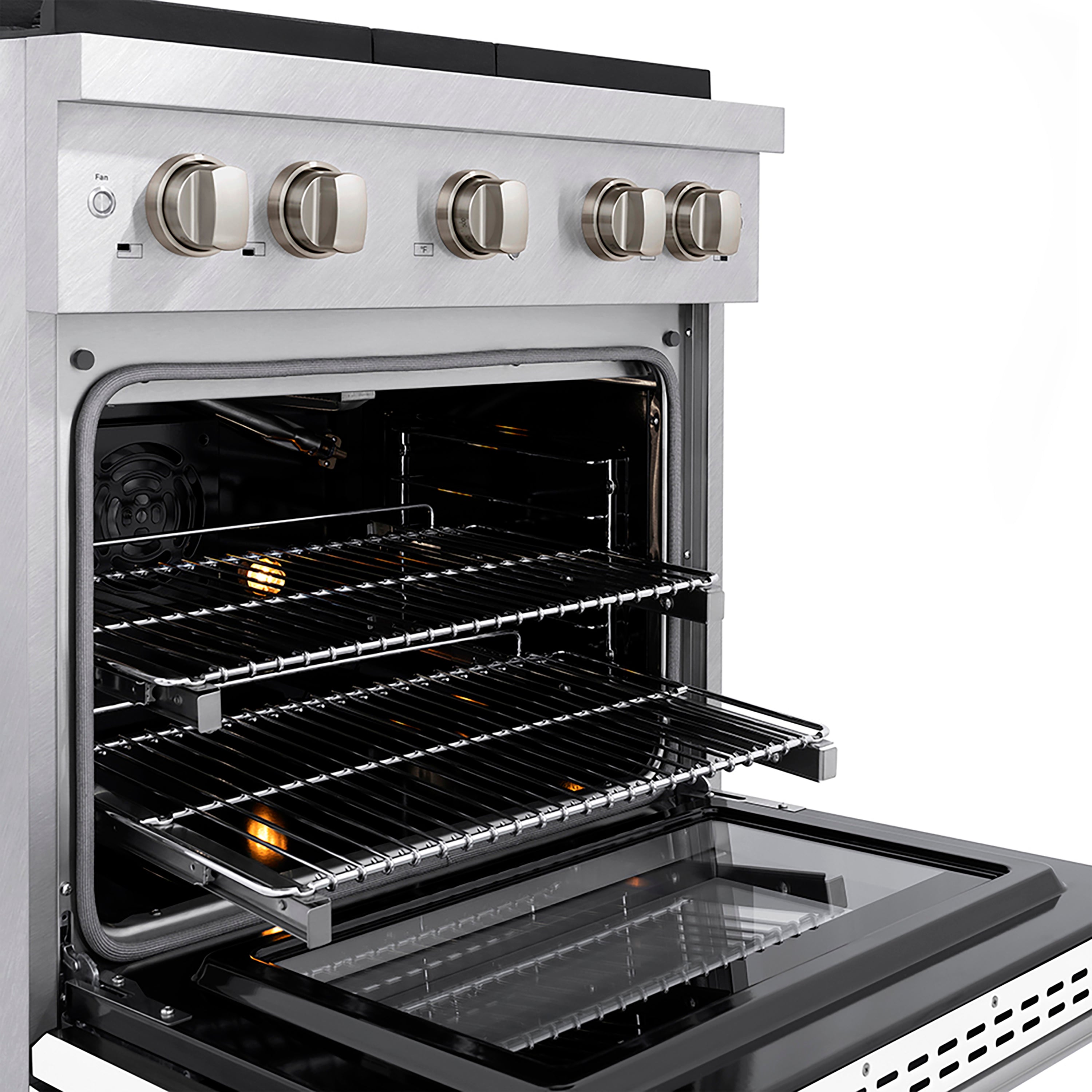 ZLINE 30 in. Gas Range – 4.2 cu. ft. Capacity – 4 Burner DuoPro™ Cooktop – Convection Gas Oven – Satin Stainless Steel with White Matte Door (PSGRS-WM-30)