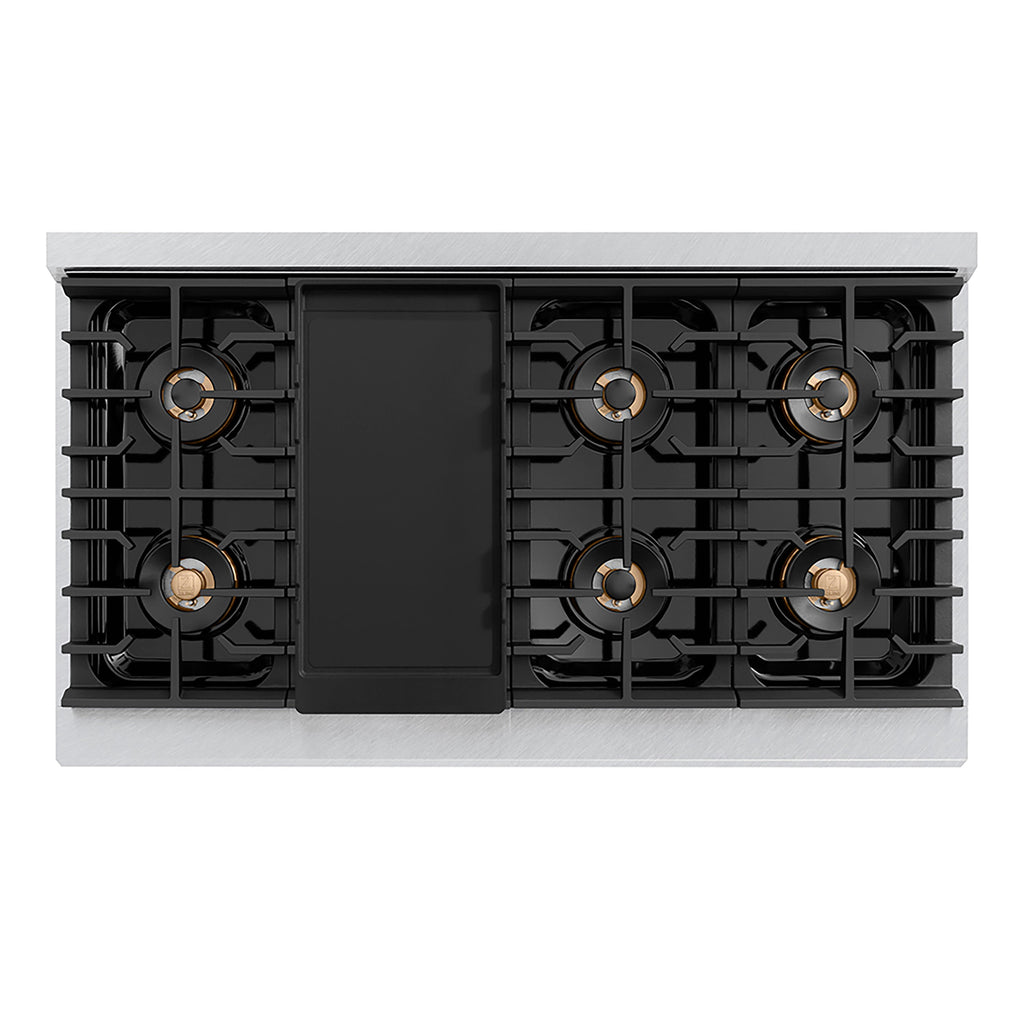 ZLINE 48 in. Gas Range – 6.7 cu. ft. – 8 Burner DuoPro™ Cooktop, Dual Ovens, Satin Stainless Steel with White Matte Doors (PSGRS-WM-48)