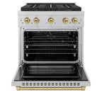 ZLINE 30 in. Gas Range 4.2 cu. ft. 4 Burner DuoPro™ Cooktop Convection Oven Champagne Bronze Accents Satin Stainless Steel (PSGRSZ-30-CB)