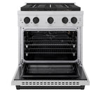 ZLINE 30 in. Gas Range 4.2 cu. ft. Convection Oven 4 Burner DuoPro™ Cooktop Satin Stainless Steel with Matte Black Accents (PSGRSZ-30-MB)
