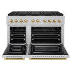 ZLINE 48 in. Gas Range 6.7 cu. ft. Dual Oven 8 Burner DuoPro™ Cooktop Satin Stainless Steel with Champagne Bronze Accents (PSGRSZ-48-CB)