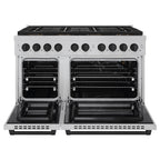 ZLINE 48 in. Gas Range 6.7 cu. ft. Paramount Series with 8 Burner DuoPro™ Cooktop, Dual Ovens, Satin Stainless Steel with Matte Black Accents (PSGRSZ-48-MB)