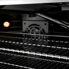 ZLINE 48 in. Gas Range 6.7 cu. ft. 8 Burner DuoPro™ Cooktop Dual Oven Satin Stainless Steel Black Matte Doors Polished Gold Accents (PSGRSZ-BLM48-G)