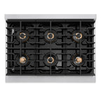 ZLINE 36 in. Gas Range 5.2 cu. ft. 6 Burner DuoPro™ Cooktop Convection Gas Oven Satin Stainless Steel White Matte Door Matte Black Accents (PSGRSZ-WM-36-MB)