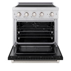 ZLINE 30 in. Induction Range 4.2 cu. ft. 4 Element Cooktop Electric Convection Oven Satin Stainless Steel Black Matte Door (SINRS-BLM-30)