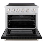 ZLINE 36 in. Induction Range 5.2 cu. ft. 5 Element Cooktop Electric Convection Oven Satin Stainless Steel Black Matte Door (SINRS-BLM-36)