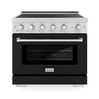 ZLINE 36 in. Induction Range 5.2 cu. ft. 5 Element Cooktop Electric Convection Oven Satin Stainless Steel Black Matte Door (SINRS-BLM-36)