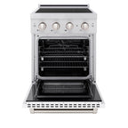 ZLINE 24" Induction Range 3.2 cu. ft. Electric Convection Oven 3 Element Cooktop Satin Stainless Steel White Matte Door (SINRS-WM-24)
