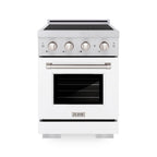 ZLINE 24" Induction Range 3.2 cu. ft. Electric Convection Oven 3 Element Cooktop Satin Stainless Steel White Matte Door (SINRS-WM-24)