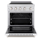 ZLINE 30 in. Induction Range 4.2 cu. ft. 4 Element Cooktop Electric Convection Oven Satin Stainless Steel White Matte Door (SINRS-WM-30)