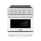 ZLINE 30 in. Induction Range 4.2 cu. ft. 4 Element Cooktop Electric Convection Oven Satin Stainless Steel White Matte Door (SINRS-WM-30)