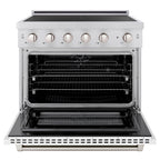 ZLINE 36 in. Induction Range 5.2 cu. ft. Electric Convection Oven 5 Element Cooktop Satin Stainless Steel White Matte Door (SINRS-WM-36)