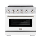 ZLINE 36 in. Induction Range 5.2 cu. ft. Electric Convection Oven 5 Element Cooktop Satin Stainless Steel White Matte Door (SINRS-WM-36)