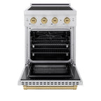 ZLINE 24 in. Induction Range 3.2 cu. ft. Paramount Series 3 Element Cooktop Electric Convection Oven Satin Stainless Steel Champagne Bronze Accents (SINRSZ-24-CB)