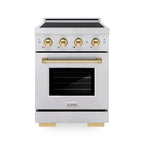 ZLINE 24 in. Induction Range 3.2 cu. ft. Electric Convection Oven 3 Elements Cooktop Satin Stainless Steel Polished Gold Accents (SINRSZ-24-G)