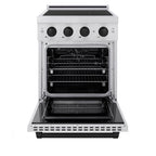 ZLINE 24 in. Induction Range 3.2 cu. ft. 3 Element Cooktop Electric Convection Oven Satin Stainless Steel Matte Black Accents (SINRSZ-24-MB)
