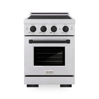 ZLINE 24 in. Induction Range 3.2 cu. ft. 3 Element Cooktop Electric Convection Oven Satin Stainless Steel Matte Black Accents (SINRSZ-24-MB)