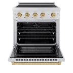 ZLINE 30 in. Induction Range 4.2 cu. ft. 4 Element Cooktop Electric Oven Satin Stainless Steel Champagne Bronze Accents (SINRSZ-30-CB)