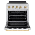 ZLINE 30 in. Induction Range 4.2 cu. ft. 4 Element Cooktop Electric Oven Satin Stainless Steel Polished Gold Accents (SINRSZ-30-G)