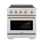 ZLINE 30 in. Induction Range 4.2 cu. ft. 4 Element Cooktop Electric Oven Satin Stainless Steel Polished Gold Accents (SINRSZ-30-G)