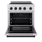ZLINE 30 in. Induction Range 4.2 cu. ft. 4 Element Cooktop Electric Convection Oven Satin Stainless Steel Matte Black Accents (SINRSZ-30-MB)