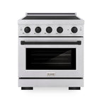 ZLINE 30 in. Induction Range 4.2 cu. ft. 4 Element Cooktop Electric Convection Oven Satin Stainless Steel Matte Black Accents (SINRSZ-30-MB)