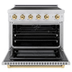 ZLINE 36 in. Induction Range 5.2 cu. ft. Electric Oven 5 Element Cooktop Satin Stainless Steel Polished Gold Accents (SINRSZ-36-G)